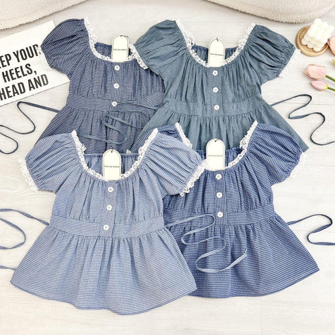 Puff Sleeves Crop Peplum Tops